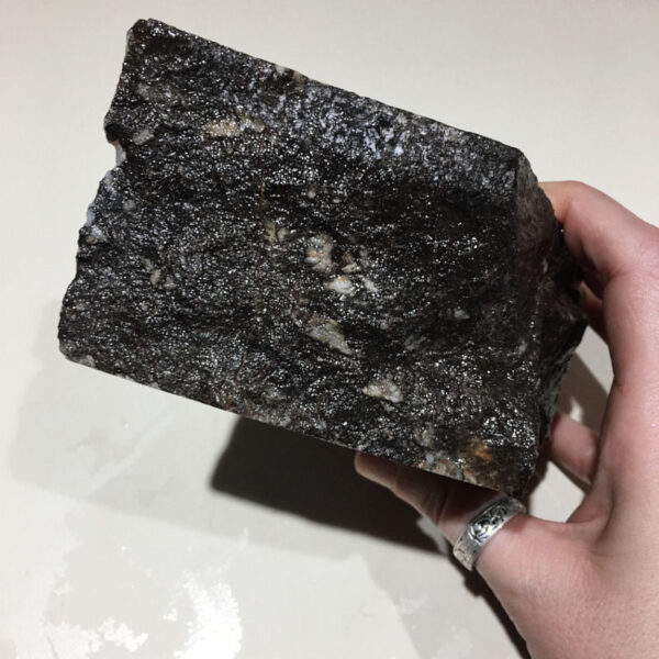 A 2.60 pound piece of Breccia de Oro rough rock. Pictured wet, side five of five sides.