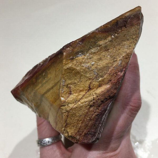 1.52 pound piece of Mexican Rhyolite rough rock, pictured wet. Side five of six sides.