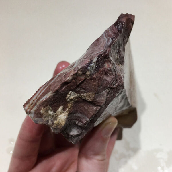 1.52 pound piece of Mexican Rhyolite rough rock, pictured wet. Side six of six sides.