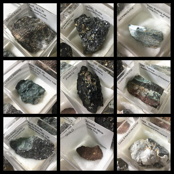 Image collage of the top 9 minerals in an 18 mineral collection.